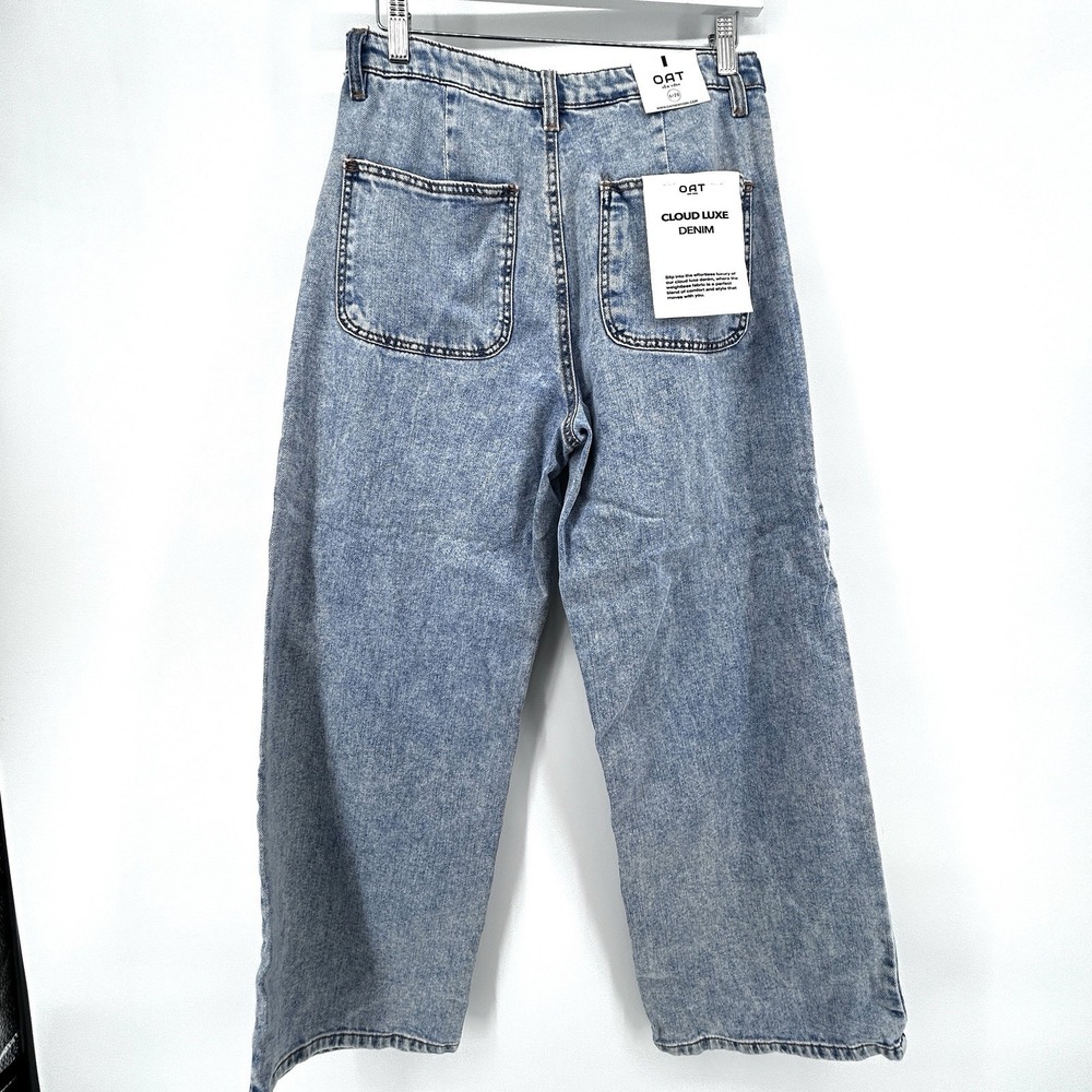 Wide Leg Jeans Light Wash High Rise Baggy Minimalist‎ Model Off Duty Denim 6/28 - Picture 2 of 16